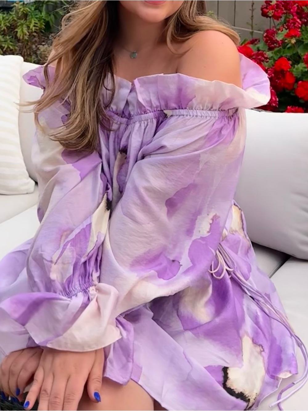 H&M Lilac and Cream Tie-Dye Ruffle Sundress